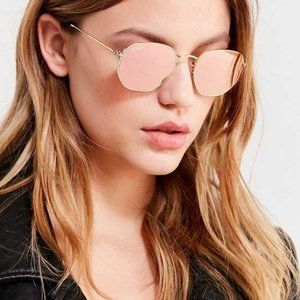 Ray-Ban hexagonal frame copper/pink lens gold